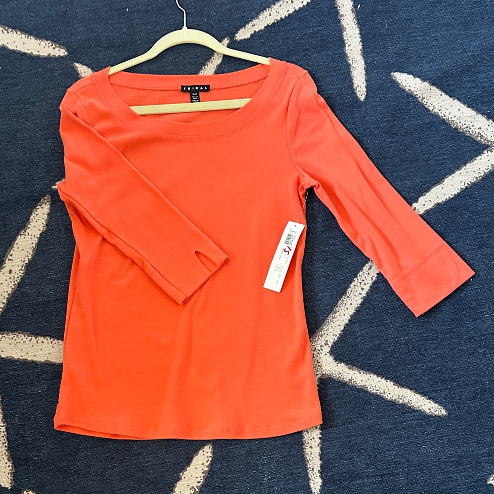 Tribal Orange 3/4 Sleeve Top